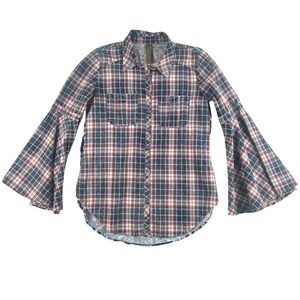 Aratta Plaid Button Down Shirt - Red, Blue, White